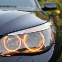 view of a single BMW headlight