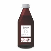 Benzene bottle with poison and hazard warning
