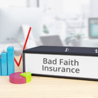Bad Faith Insurance - Finance/Economy. Folder on desk with label beside diagrams. Business/statistics
