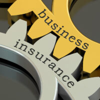 Business Insurance, concept on the gearwheels, 3D rendering