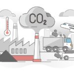CO2 carbon dioxide emissions global air climate pollution outline concept