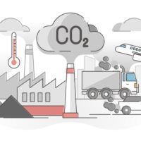 CO2 carbon dioxide emissions global air climate pollution outline concept