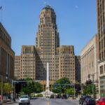 Buffalo City hall and Niagara Square ( State of New York) view f